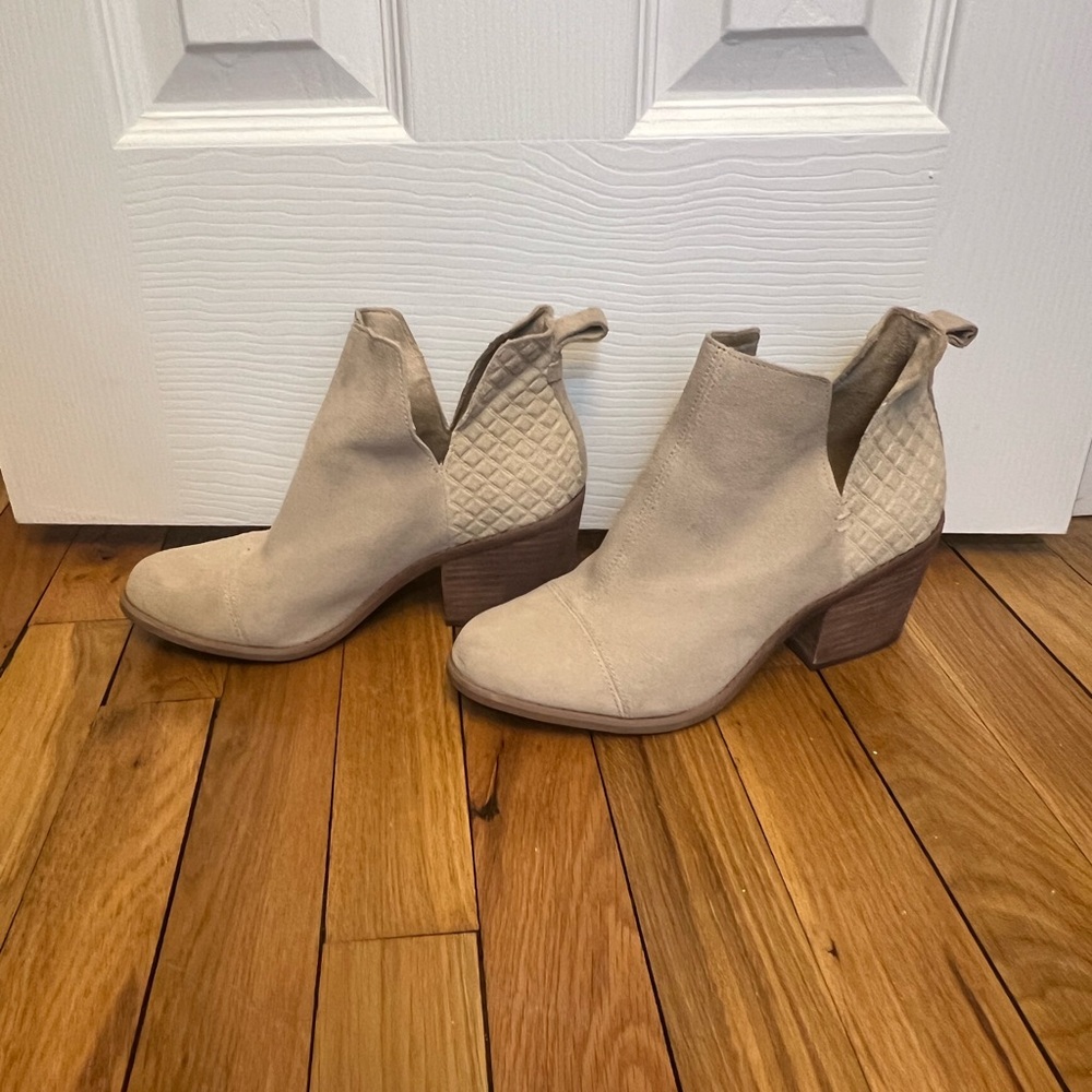 Toms Beige Ankle Booties with Quilted Detail